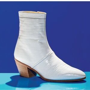 CELINE Cubaine Croc-Embossed Leather Boot size 38.5